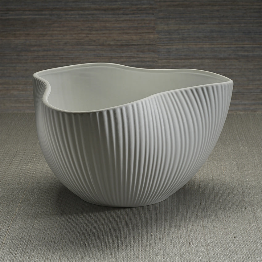 Zodax | Organic and Ribbed Ceramic Orchid Bowl - Matt White
