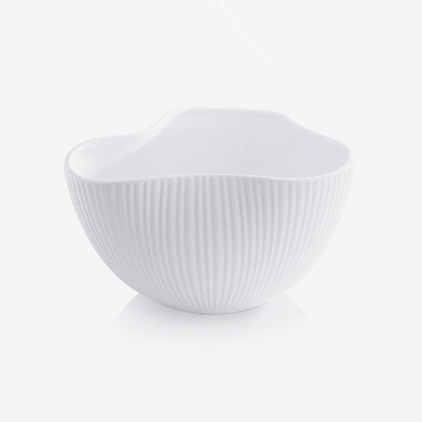 Zodax | Organic and Ribbed Ceramic Orchid Bowl - Matt White
