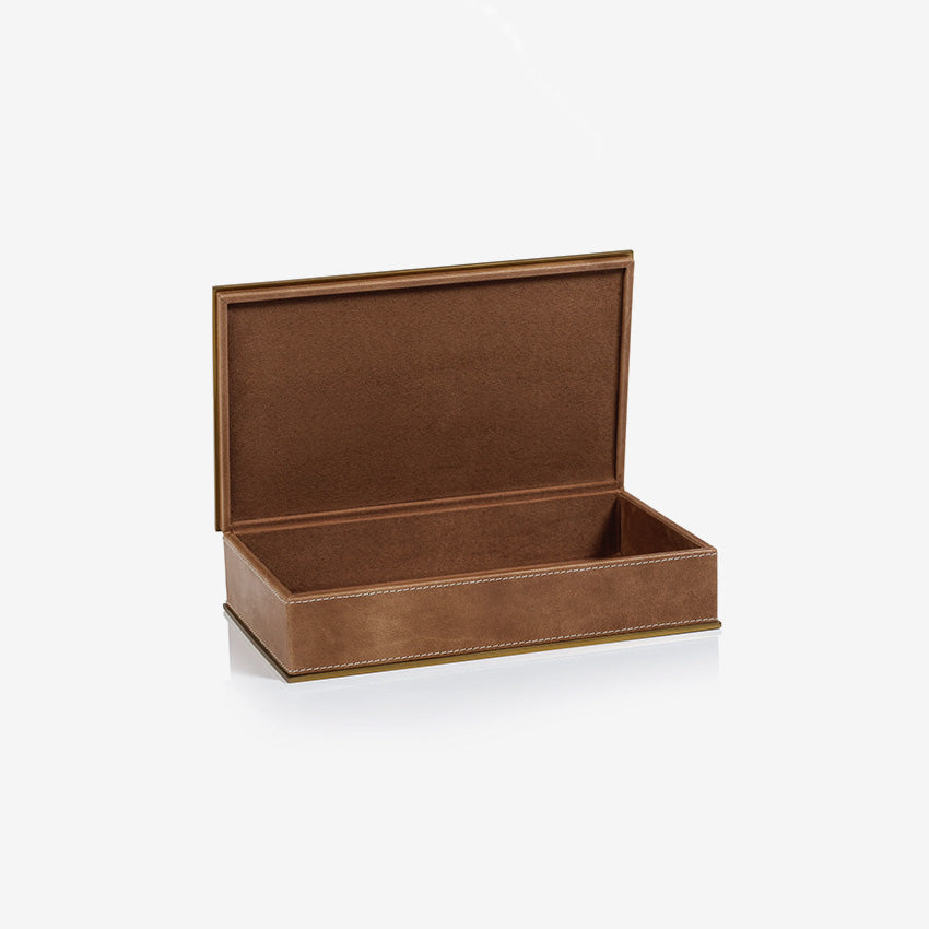 Zodax | Coffret Ampezzo en cuir avec bordure en laiton