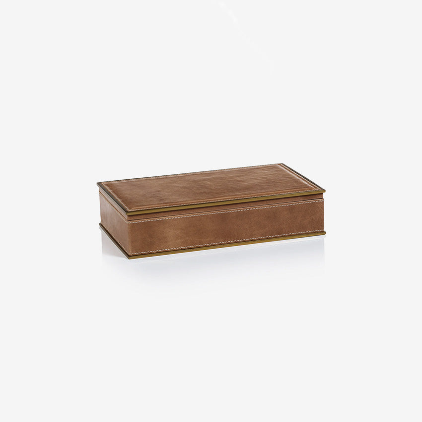 Zodax | Coffret Ampezzo en cuir avec bordure en laiton