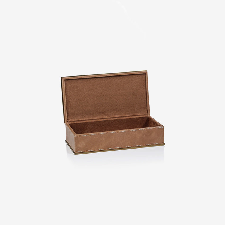 Zodax | Coffret Ampezzo en cuir avec bordure en laiton