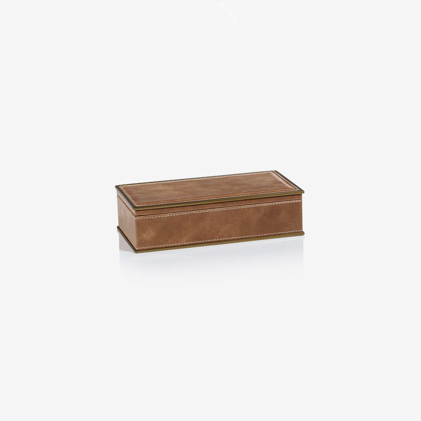 Zodax | Coffret Ampezzo en cuir avec bordure en laiton