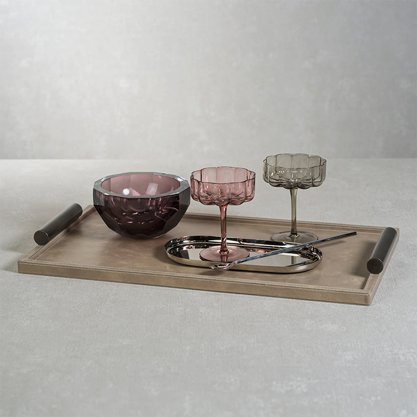 Zodax | Bellecote Rectangular Serving Tray - Mink Leather
