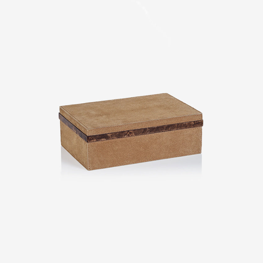 Zodax | Cortina Suede Box With Burlwood Trim