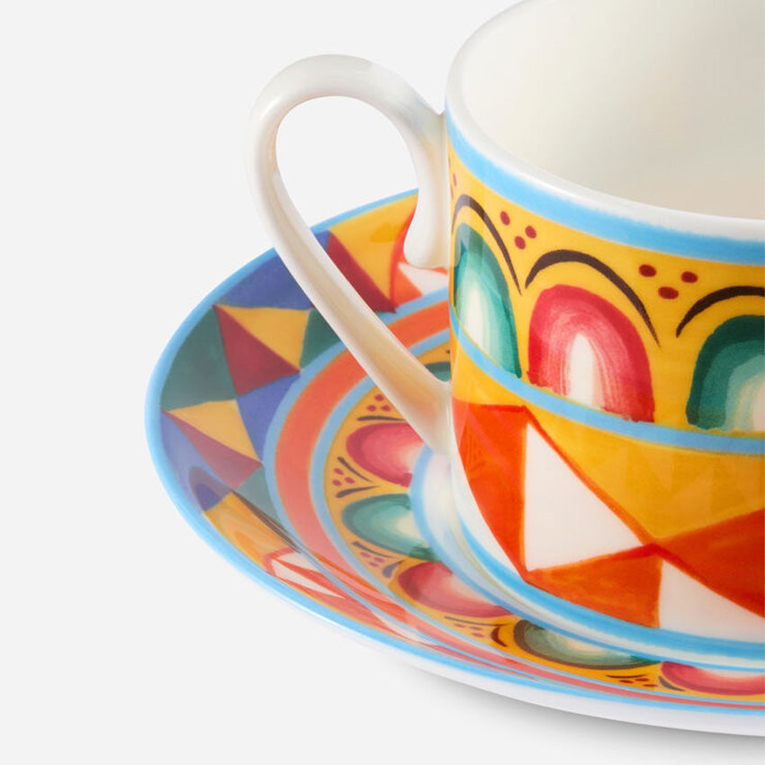 Dolce & Gabbana Casa | Carretto Orange Fine Porcelain Tea Cup and Saucer Set