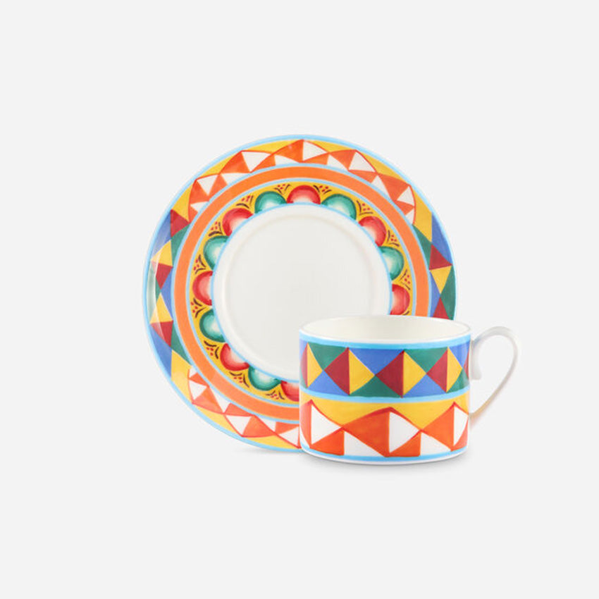 Dolce & Gabbana Casa | Carretto Orange Fine Porcelain Tea Cup and Saucer Set
