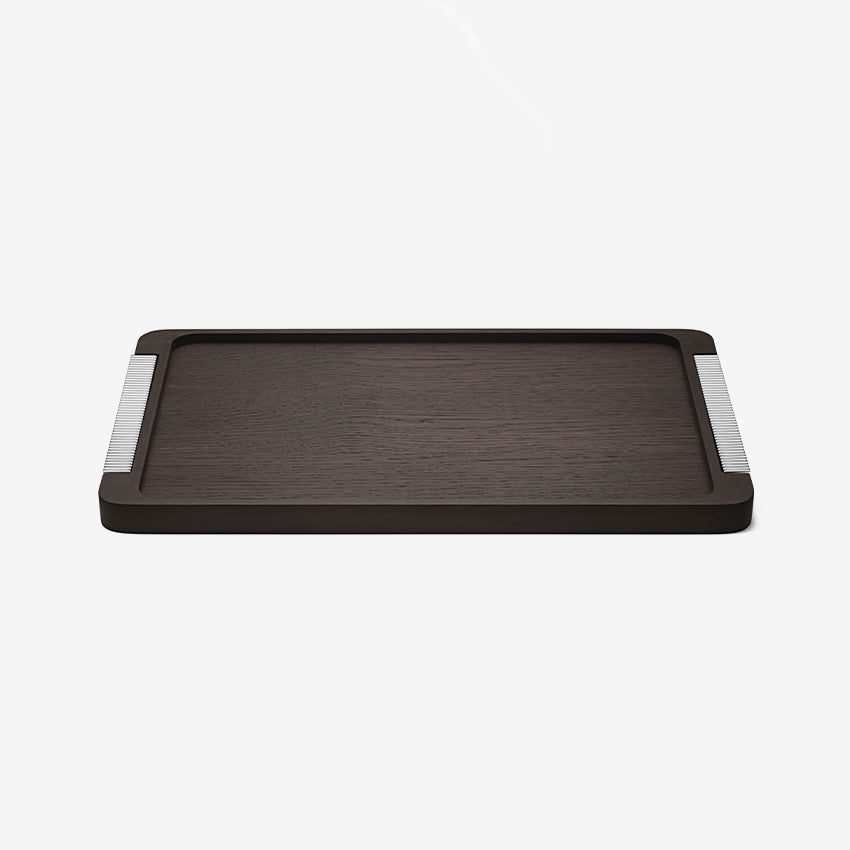 Georg Jensen | Bernadotte Smoked Oak Tray in Polished Stainless Steel