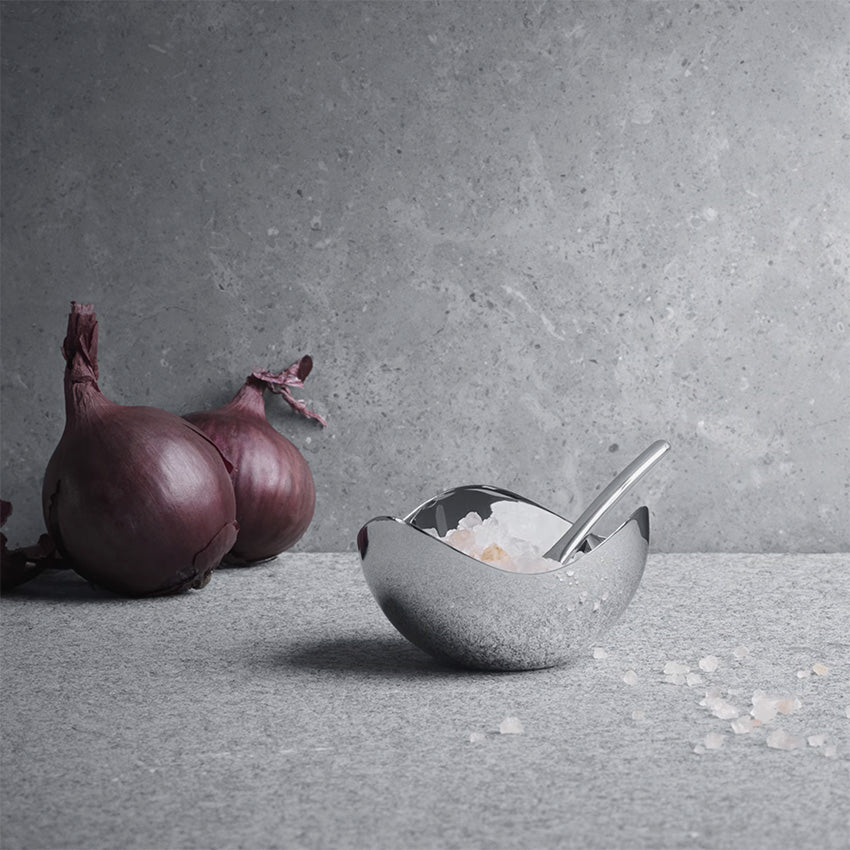 Georg Jensen | Bloom Salt Cellar & Spoon Stainless Steel