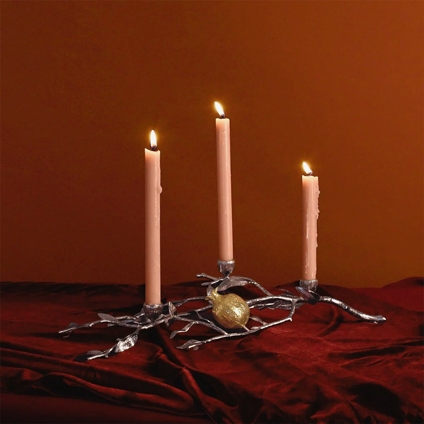 Michael Aram | Bougeoirs bas pomegranate – Argent et or