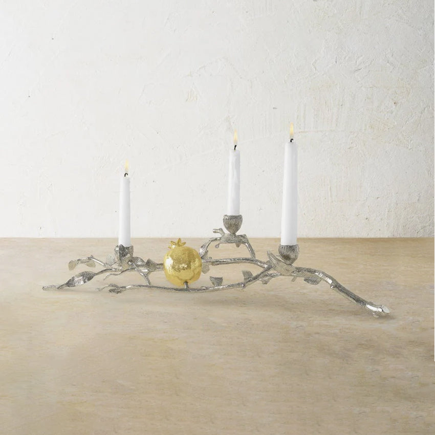 Michael Aram | Bougeoirs bas pomegranate – Argent et or