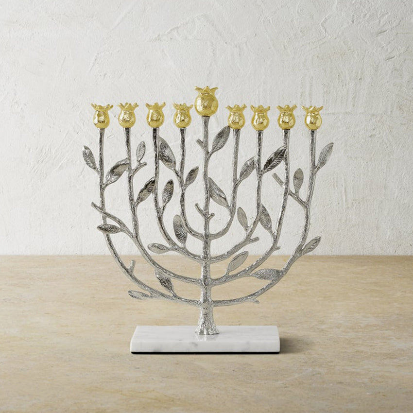 Michael Aram | Menorah Pomegranate - Argent et or