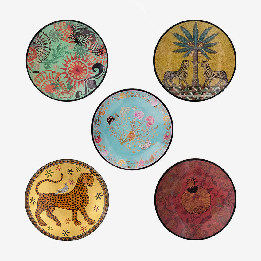 Ortigia | 5 Glass Plates - Red Tin
