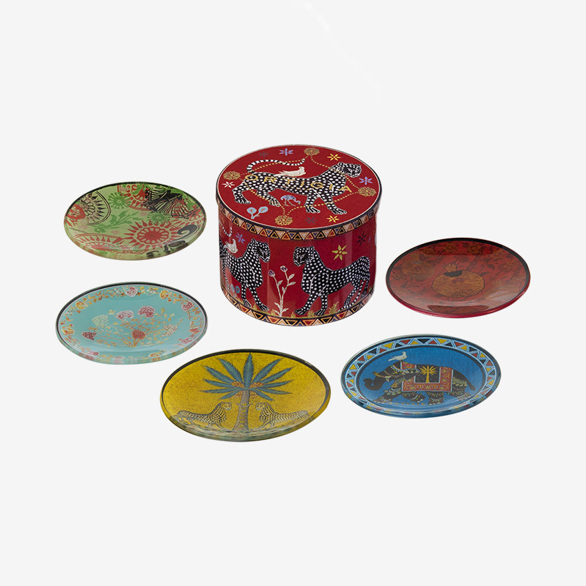 Ortigia | 5 Glass Plates - Red Tin