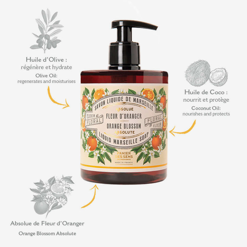 Panier des Sens | Savon Liquide de Marseille - Fleur d'Oranger - 500ml