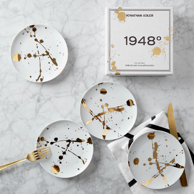 Maison Lipari 1948 Canapé Plate Set - White & Gold  JONATHAN ADLER.