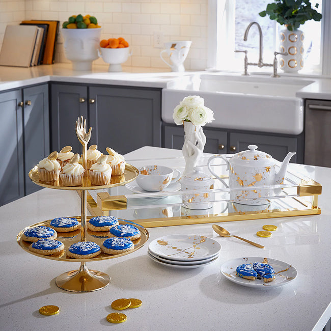 Maison Lipari 1948 Canapé Plate Set - White & Gold  JONATHAN ADLER.