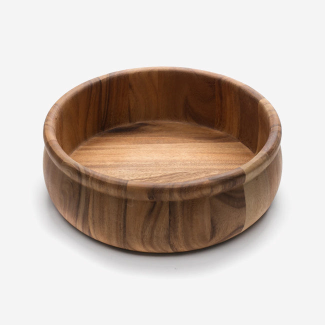 Maison Lipari Acacia Bead Rim Large Salad Bowl - Brown  IRONWOOD.