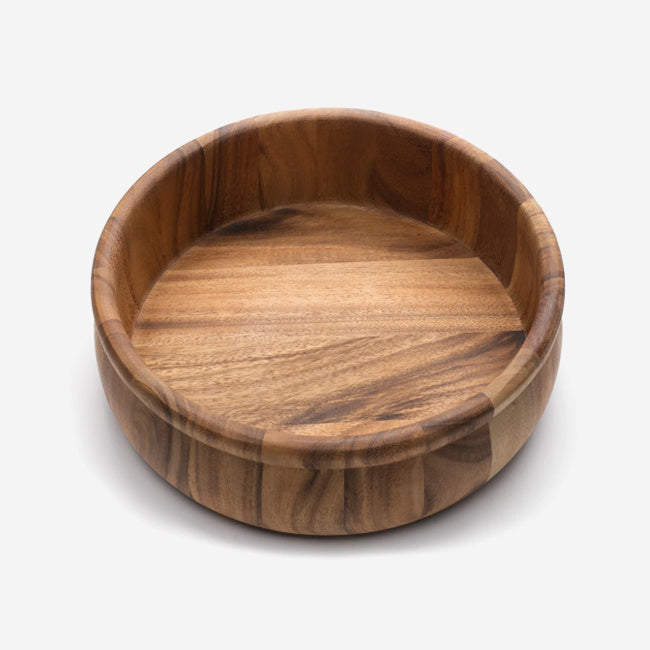 Maison Lipari Acacia Bead Rim Large Salad Bowl - Brown  IRONWOOD.