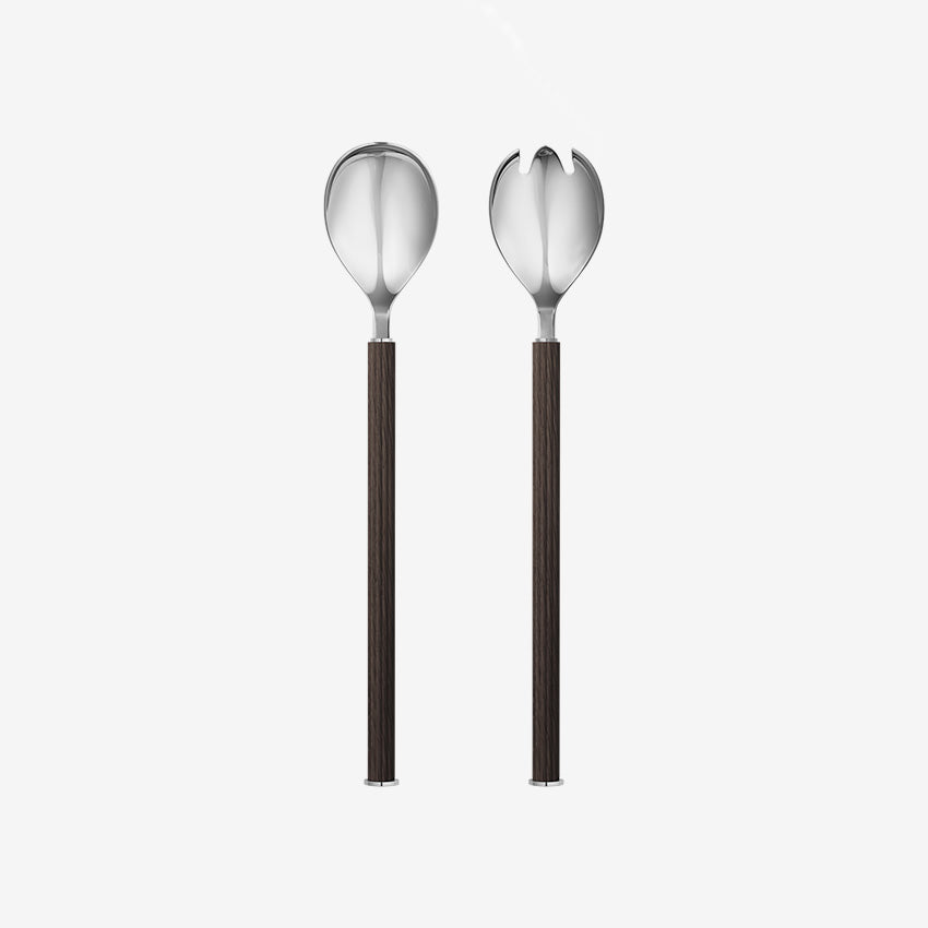 Georg Jensen | Bernadotte Salad Servers - Silver & Brown