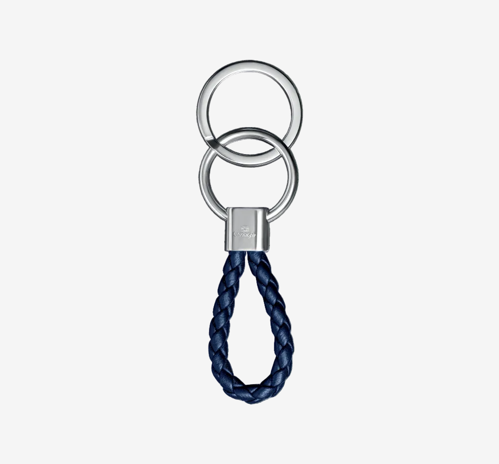 Maison Lipari CHRISTOFLE Duo Complice Rhodium Blue Key Chain Silver-Plated Leather L: 8.5 cm  CHRISTOFLE.