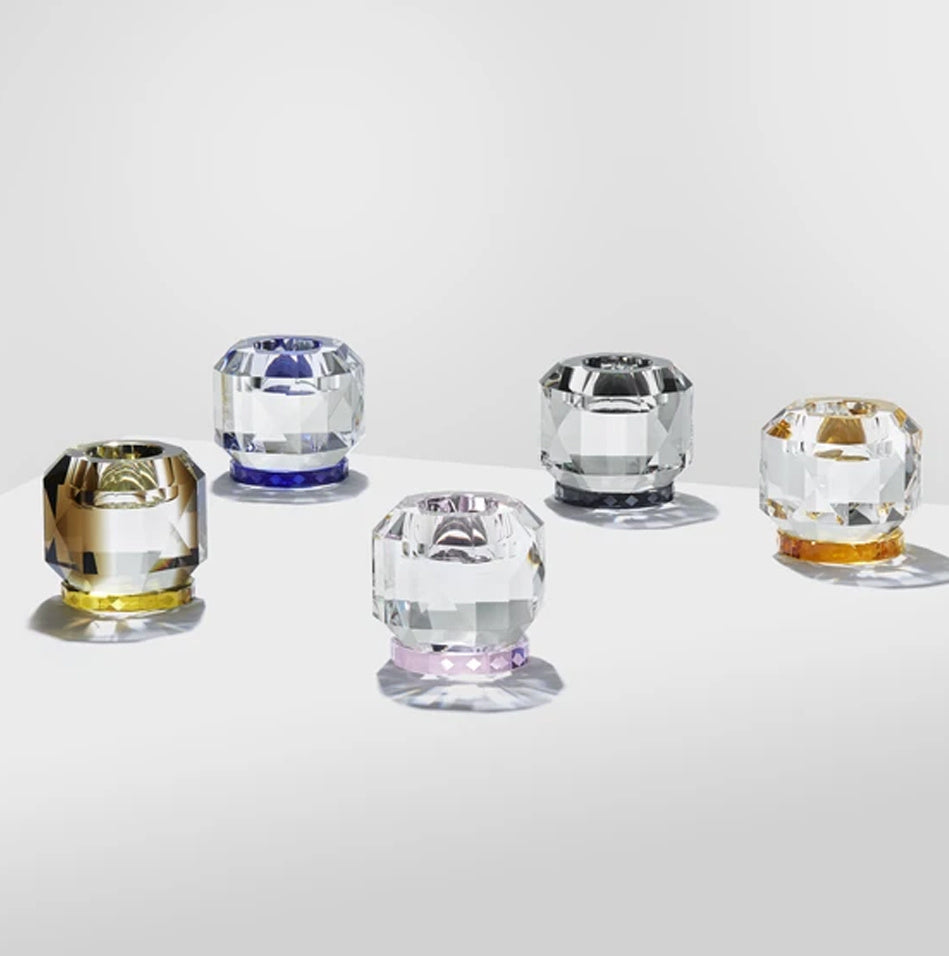 Maison Lipari Texas Clear, Brown & Yellow Tealight Candle Holder in Fine Crystal  REFLECTIONS COPENHAGEN.