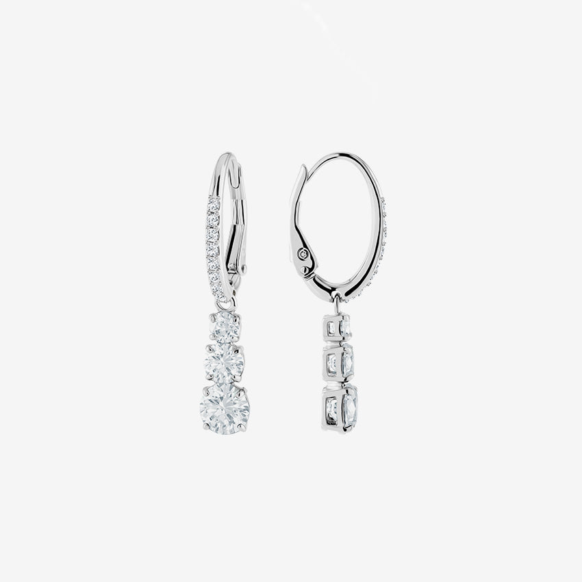 Swarovski | Stilla Attract Trilogy Coupe Ronde Boucles d'oreilles Rhodium Plaqué
