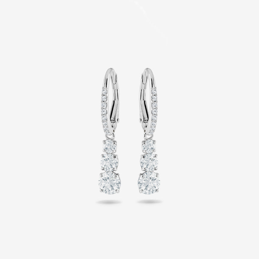 Swarovski | Stilla Attract Trilogy Coupe Ronde Boucles d'oreilles Rhodium Plaqué