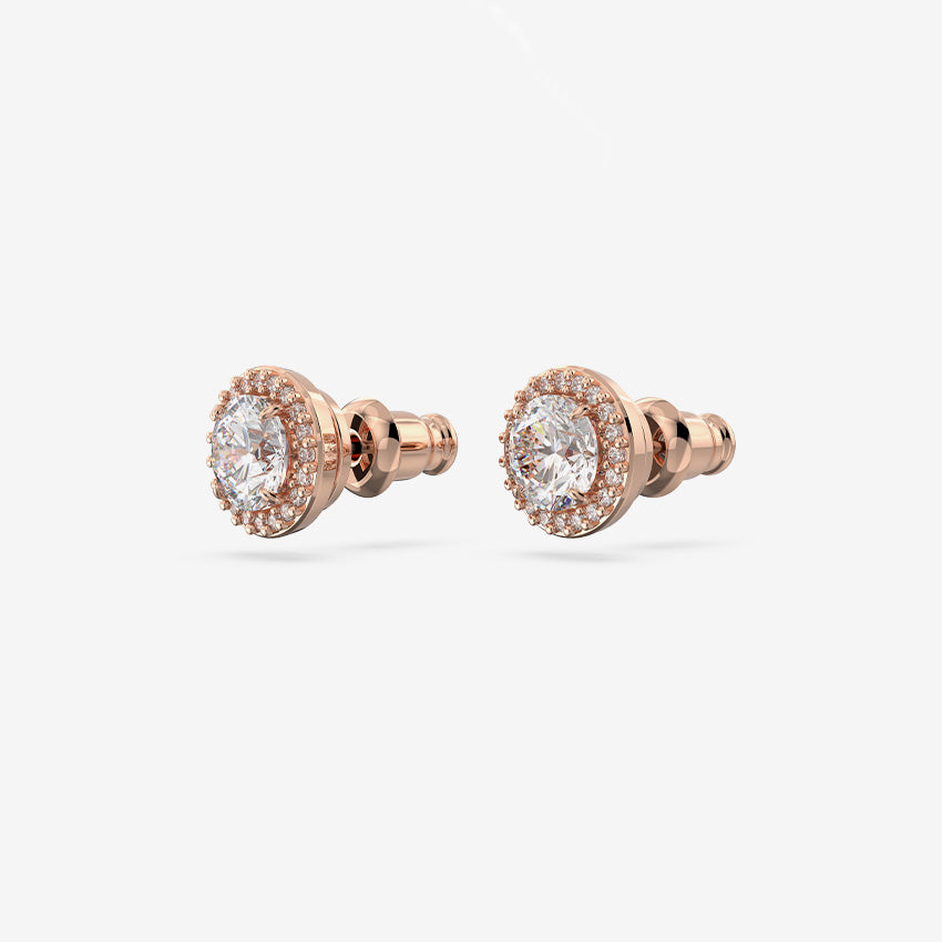 Swarovski | Una Angelic Round-Cut Gold-Plated Pavé Stud Earrings